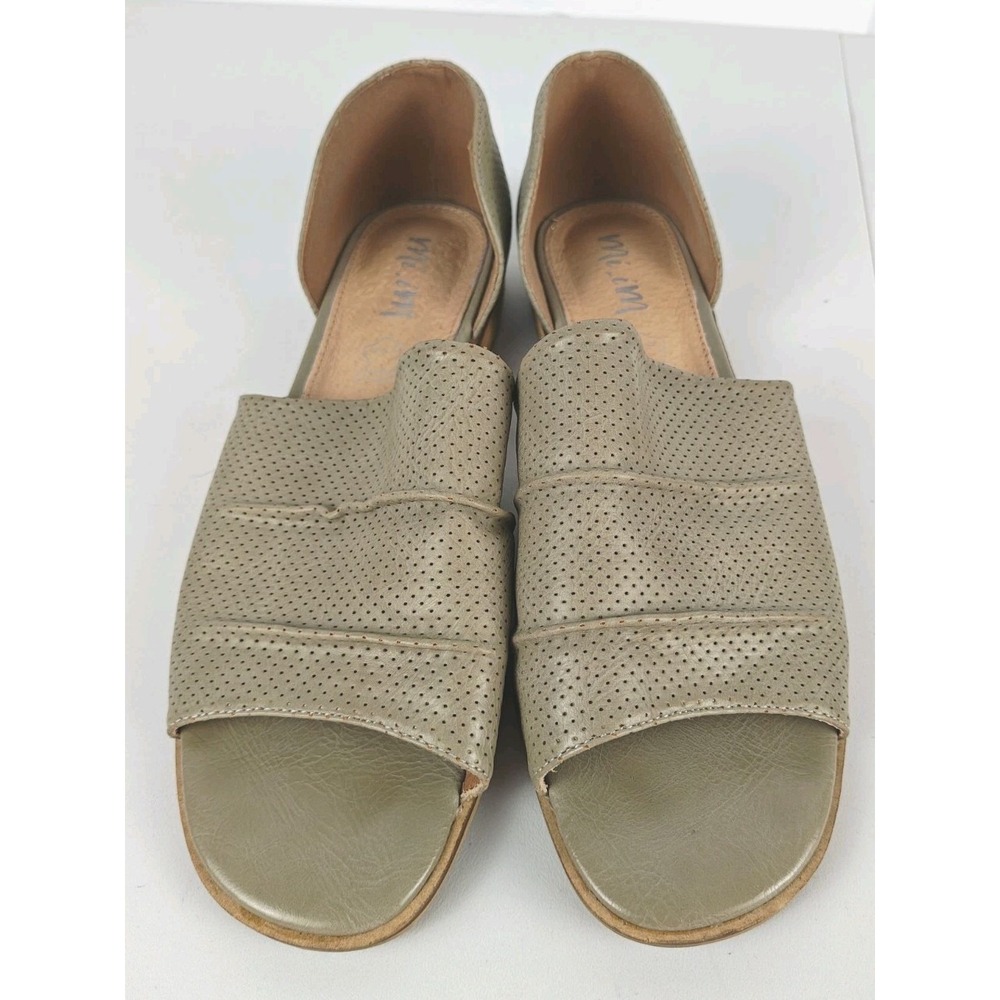 Mi.iM Women's Size 10 Leather Perforated D'Orsay Sandals Taupe Open Toe Low Heel - Picture 3 of 9